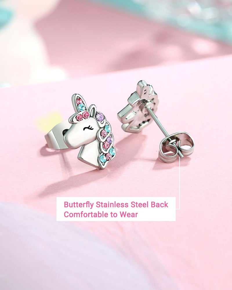 UNGENT THEM Hypoallergenic Unicorn Stud Earrings for Granddaughter Daughter Niece-Magical Kindergarten Graduation Valentines Christmas Birthday Gifts - Image 4